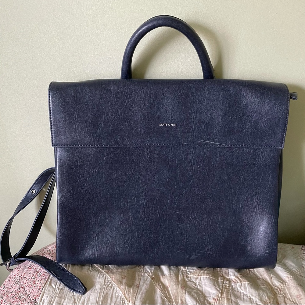 Vegan Matt & Nat Navy Leather Bag